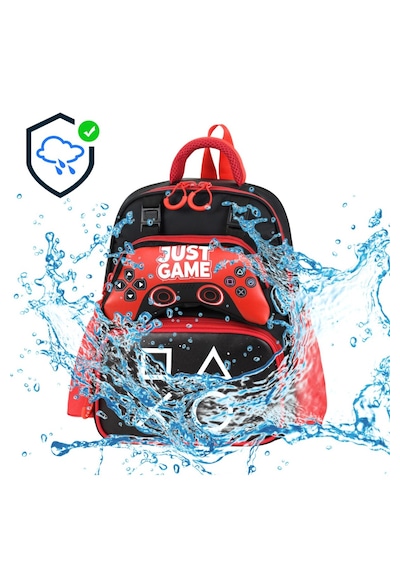 Game Over Just Game Baskılı Lüx Anaokulu Çanta Ve Kalemlik Seti Kırmızı