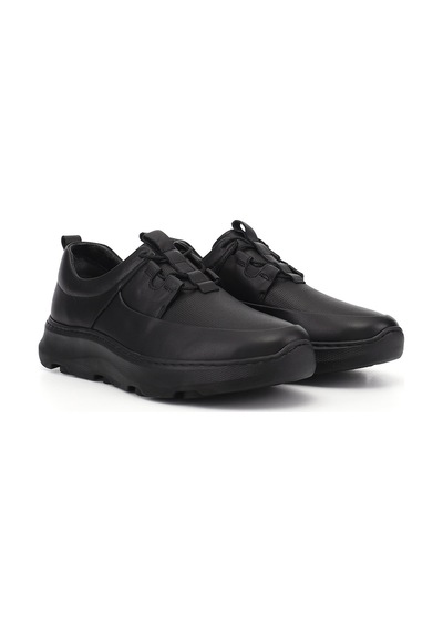Diğer Erkek Siyah Bağcıklı Hakiki Deri Comfort Sneaker Ddma73542629 Siyah