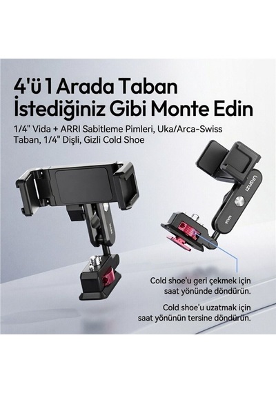 Ulanzi Ma56 4 İn 1 Metal Telefon Tutucu Tripod Aparatı - S042