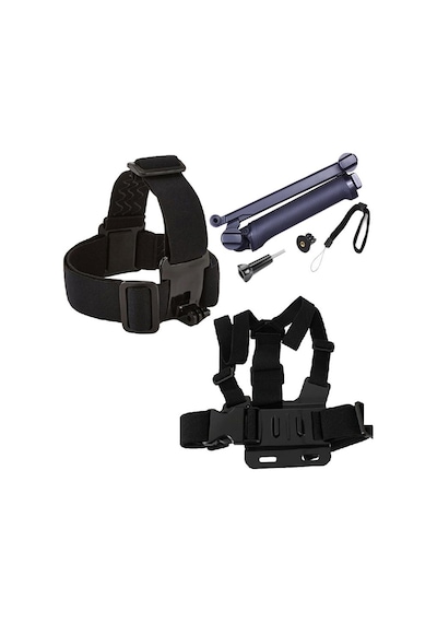 Eken Sjcam Gopro 3 Way Monopod Kafa Bandı Göğüs Kemeri 5li Set Çok Renkli