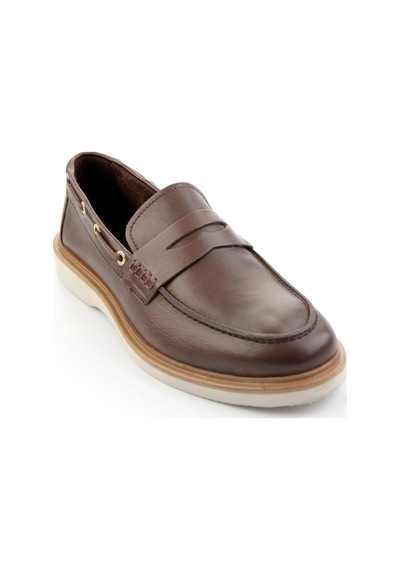 Bambi Kahve Hakiki Deri Erkek Loafer Ayakkabı E01698626003 Kahve