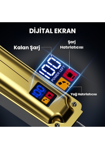 Enchen Boost 3 Gold Ayarlanabilir Başlıklı Dijital Göstergeli Şarjlı Profesyonel Saç Kesim Makinesi
