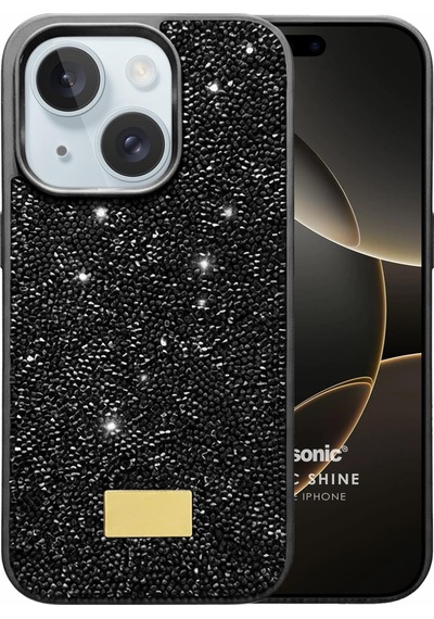 Microsonic Apple iPhone Uyumlu 15 Kılıf Cosmic Shine Siyah -