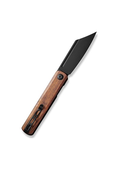 Sencut Bronte Front Flipper Knife Black Blade Cuibourtia Wood Handle Kamp Çakı Kahverengi
