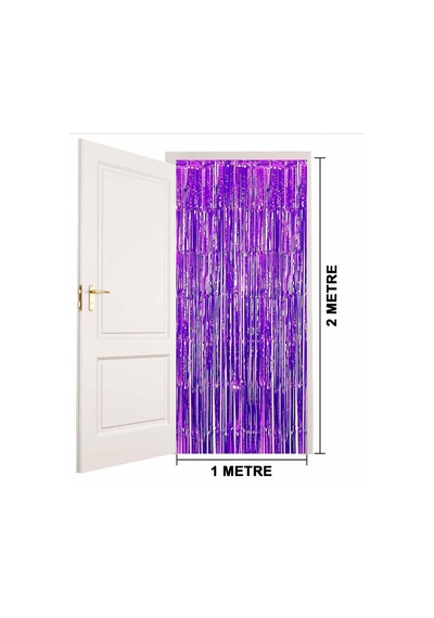 Nessiworld Mor Renk Ekstra Metalize Parlak Saçaklı Arka Fon Perde İthal A Kalite 1x2 Metre Diğer