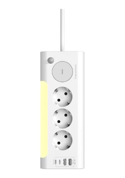 S-link Prz06 3 Soketli 2 Usb 2 Type-c Pd20 2m 306 Joule Tam Bakır Kablolu Beyaz Akım Korumalı Priz 0 M