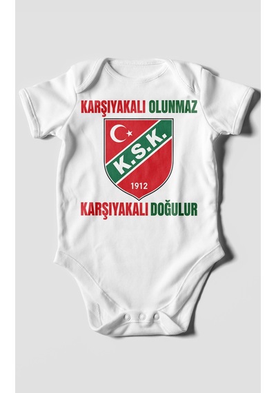 Morivokids Karşıyakalı Olunmaz, Mesajlı Kısa Kollu Bebek Body %100 Pamuk Beyaz