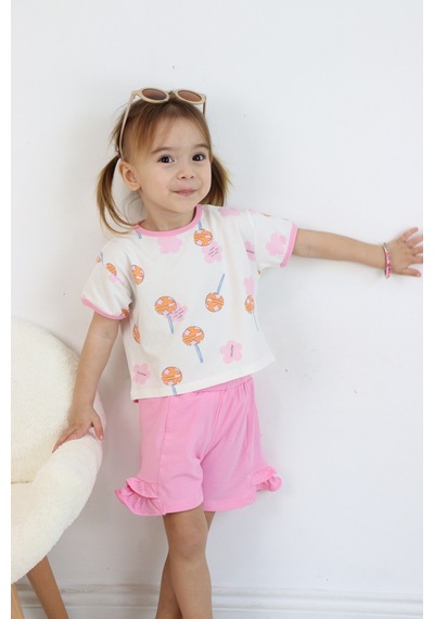 Harika Kids Kız Çocuk Lolipop Baskılı Şortlu İkili Takım 001