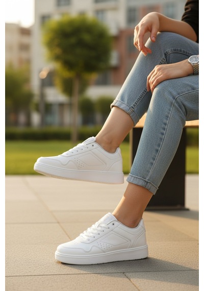 Enoch Unisex Siyah Suni Deri Spor Ayakkabı Beyaz Düz Tabanlı Ve Perfore Detaylı Günlük Casual Sneaker Beyaz Enoch Unisex Siyah Suni Deri Spor Ayakkabı Beyaz Düz Tabanlı Ve Perfore Detaylı Günlük Casual Sneaker Beyaz