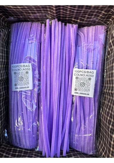 Şönil A050 Lila30 Cm Lila Tüylü Hobi Çubuğu Şönil- 100'lü Paket