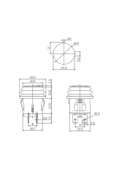 Ic-180w Basmalı Yuvarlak Kırmızı Işıklı Kalıcı Körüklü Anahtar 20a 12v Asw-29d