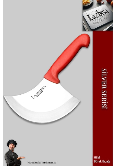Lazbisa MFT-524 Silver Serisi Pide Börek Bıçağı Mutfak Bıçak Pizza Bıçak Kırmızı