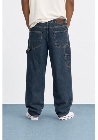 Respire Erkek Parça Detaylı Baggy Jean Tint Mavi