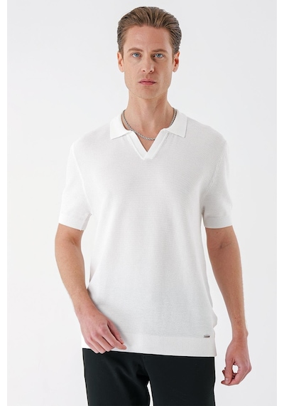 Efor Slim Fit Polo Yaka Kısa Kol %100 Pamuk Beyaz Triko Tr 868 Beyaz
