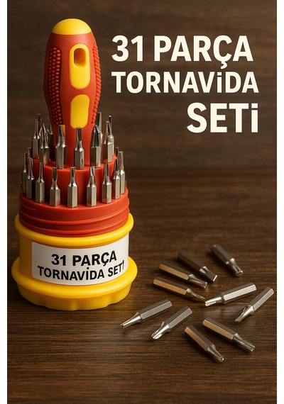 Portatif Cep Boy 31 Parça Tornavida Seti Tüm Uçlu Kutulu Tornavida Seti