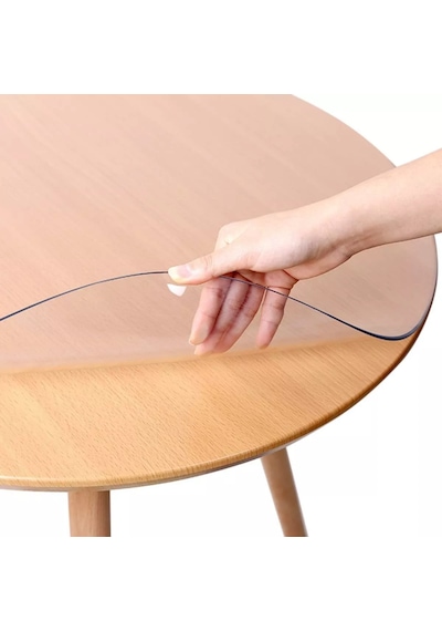 Yuvarlak 3,5mm Şeffaf Kalın Pvc Masa Örtüsü Kaymaz Koruyucu Şeffaf