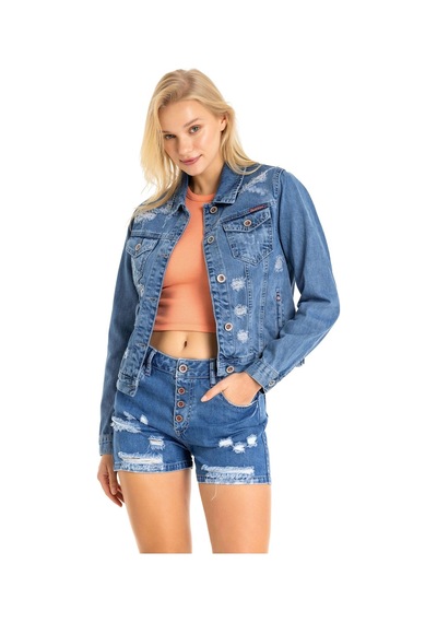 Wj212 Basic Kısa Kadın Jeans Ceket 001