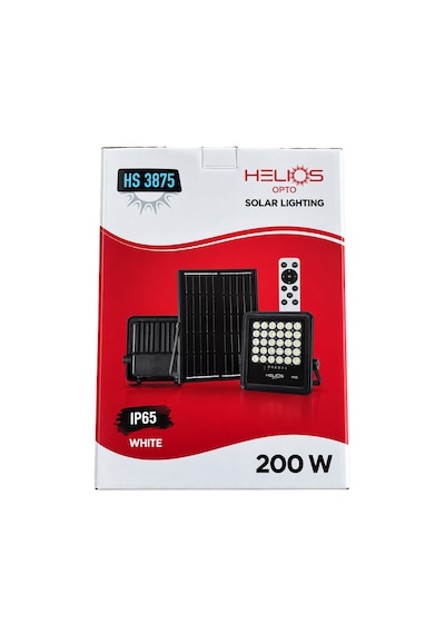 Helios 200w Led Solar Projektör Monokristal Panel Ip65 Uzaktan Kumandalı