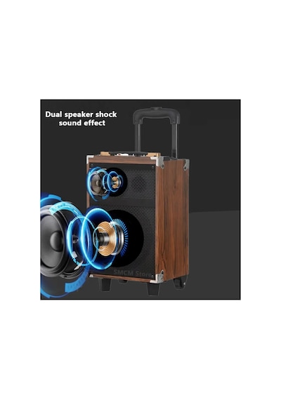 Büyük Boy Tekerlekli Kablosuz Mikrofonlu Taşınabilir Hoparlör Bluetooth Speaker Anfi