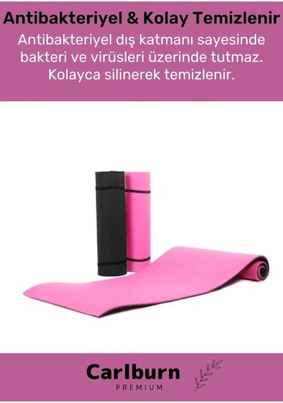 Premium Su Geçirmez Konforlu Taşıma Askılı Çift Taraflı Zemin Çadır Uyku Kamp Matı Yer Minderi 10 Mm Pembe