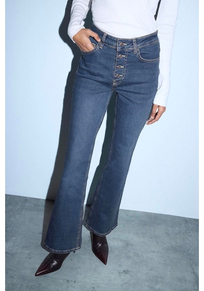 Defacto Mia Flare Fit Normal Bel Uzun Jean Yıkamalı Pantolon F5536ax26spnm34 Mavi-nm34