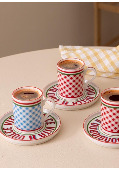 The Mia Cucina Türk Kahvesi Fincan Takımı 6 Kişilik Çok Renkli