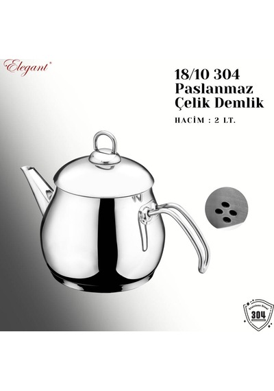 2 Lt. Küre Çelik Kulplu Tek Demlik Çelik