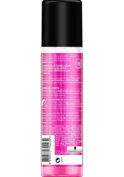 Gliss Supreme Length Uzun Saçlara Özel Durulanmayan Sıvı Saç Kremi 2 x 200 ML