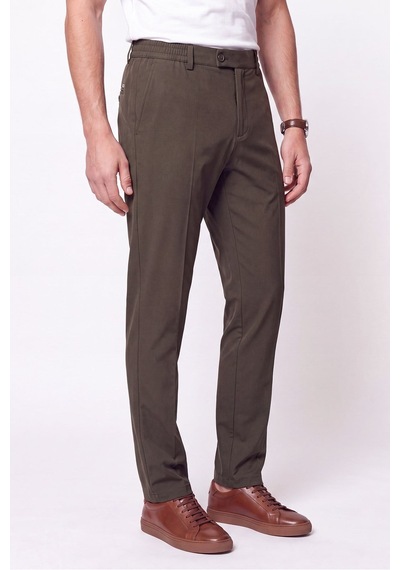 Comfort Fit Esnek Pamuklu Yan Cep Haki Jogger Pantıolon P 1220