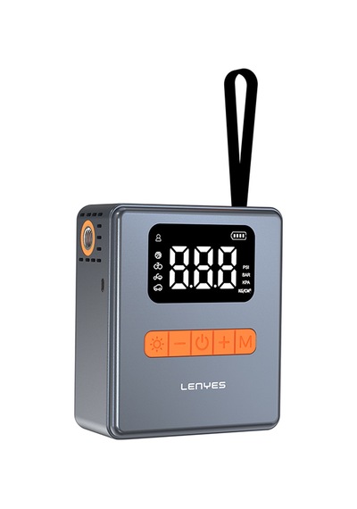 Lenyes Lcı206 Led Işıklı Oto Araç Lastik Şişirme Pompası Çok Modlu Ekranlı Araç Hava Kompresörü Gri