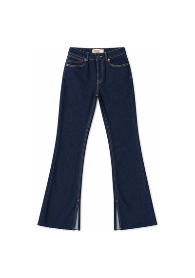 Hiccup H74 Slim Fit İspanyol Paça Jean Koyu Mavi
