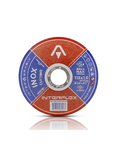 Interflex Inox Metal Kesici Taş Disk 115X1.0X22.23 Mm 10 Adet N11.378