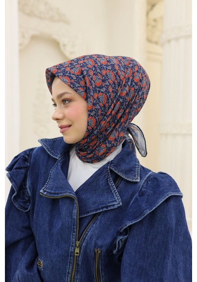 Silk Home Soft Eşarp 73077-04 Lacivert, Metalik Gri, Parlak Turuncu