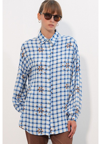 Hiccup Bdart Oversize Uzun Kollu Poplin Gömlek Lacivert Ah