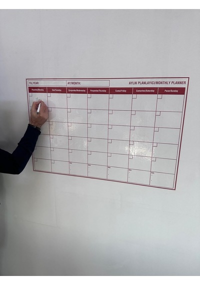 Kırmızı Aylık Planlayıcı Statik Akıllı Yazı Tahtası Duvar, Cam Ve Tahtaya Uygulanır 85 56 Cm