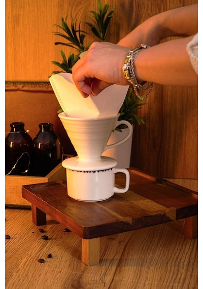 Coffee Filter V60 Porselen Kırık Beyaz Dripper Kahve Filtresi