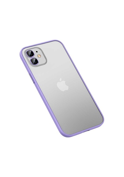 Kilifone - İphone 12 Uyumlu Kılıf Arkası Mat Renkli Kenarlı Retro Kapak - Lila - T22165