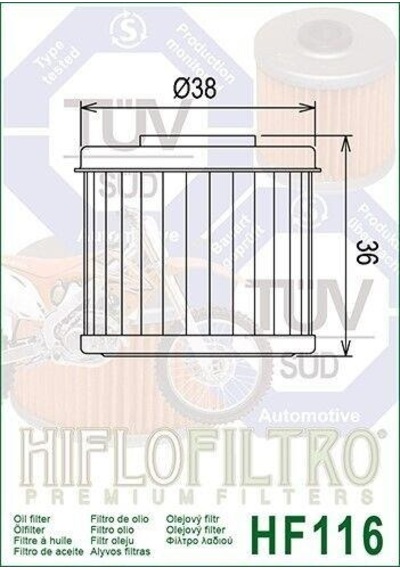 Hiflo Hf116 2004-2023 Honda Crf 250 R Uyumlu Yağ Filtresi