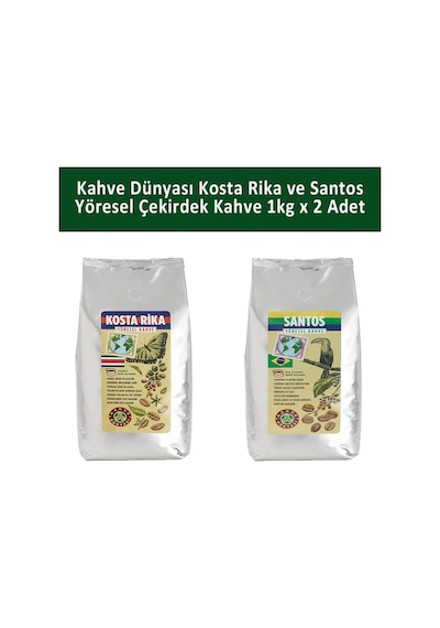 Kahve Dünyası Kosta Rika Ve Santos Yöresel Çekirdek Kahve 2 x 1 KG