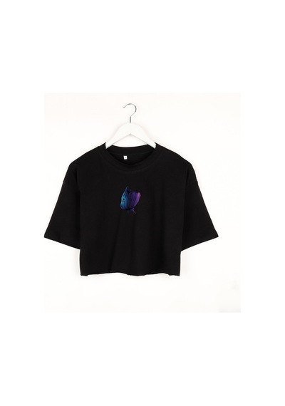 Thewert Groot Siyah Oversize Crop
