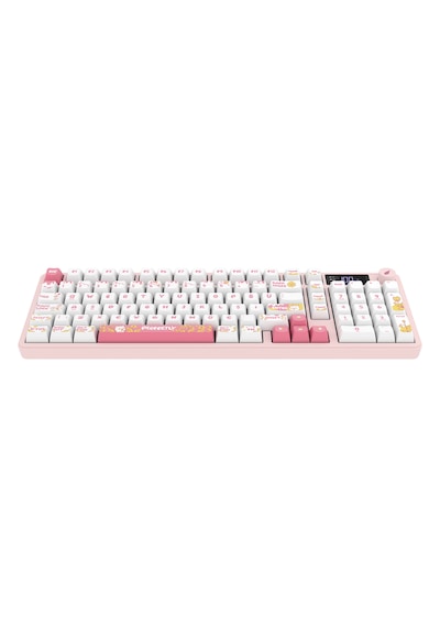 Hawk Gaming Hk258 Membrane Lcd Rgb Kablosuz/bluetooth Beyaz Pembe Full Türkçe Gaming Klavye