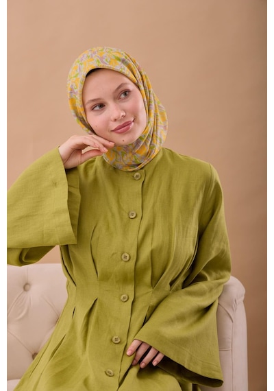 Silk Home Soft Eşarp 73091-41 Gümüş, Vizon, Sarı, Çimen Yeşili