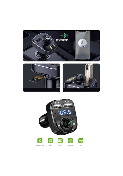 Uyumlu Bluetooth Fm Transmitter Cihazı Araç Çakmaklık Şarj Soketi