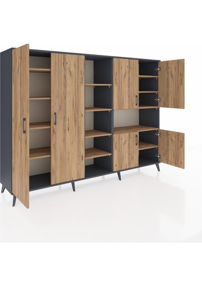 Hyperion Dolap 13 Raflı 6 Kapaklı 220x44x163 Antrasit-çam Atlas Çam - Antrasit Hyperion Dolap 13 Raflı 6 Kapaklı 220x44x163 Antrasit-çam Atlas Çam - Antrasit