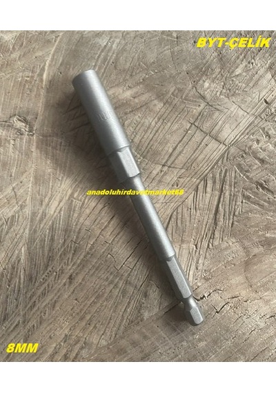 Byt 8mm Uzun Lokma Uç Manyetik Bits Uç Somun Sıkma Ucu 8 Lokma Uç 12cm Matkap Ucu