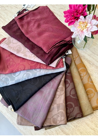 Noura Scarf Pırlanta Orin Şal Koyu Vizon Çok Renkli