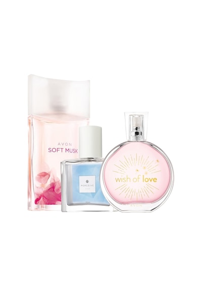 Avon Perceive Kadın Parfüm EDT 30 ML + Soft Musk Kadın Parfüm 50 ML + Wish of Love Kadın Parfüm 50 ML