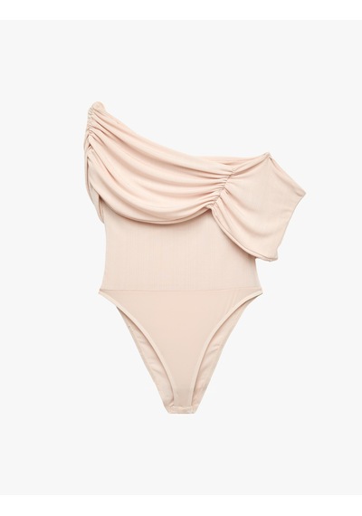 Koton Drapeli Slim Fit Straplez Açık Omuz Bodysuit Pembe 7wak10006uk Gül
