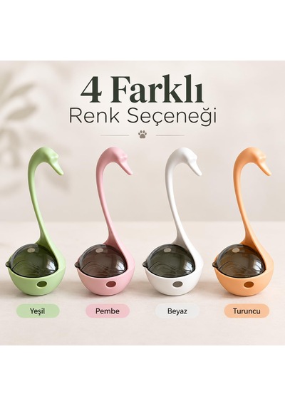 Lazerli Mama Hazneli İnteraktif Kedi Oyuncağı, Ödül Mamalı Kuğu Tasarım, Pilli Hareketli Lazer Oyuncak, Zihinsel Uyarım Ve Egzersiz İçin Kedi Aktivite Oyuncağı, Piller Dahil Beyaz