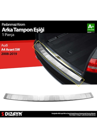 S-Dizayn Audi A4 Avant Sw Krom Arka Tampon Eşiği 2008-2019